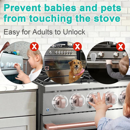 Stove Knob Safety Covers for Child Baby Proofing Kitchen Universal Size Gas Knob Covers Clear View