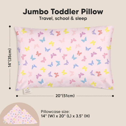 KeaBabies Toddler Pillow with Pillowcase, Jumbo 14X20 - Soft Organic Cotton Toddler Pillows for