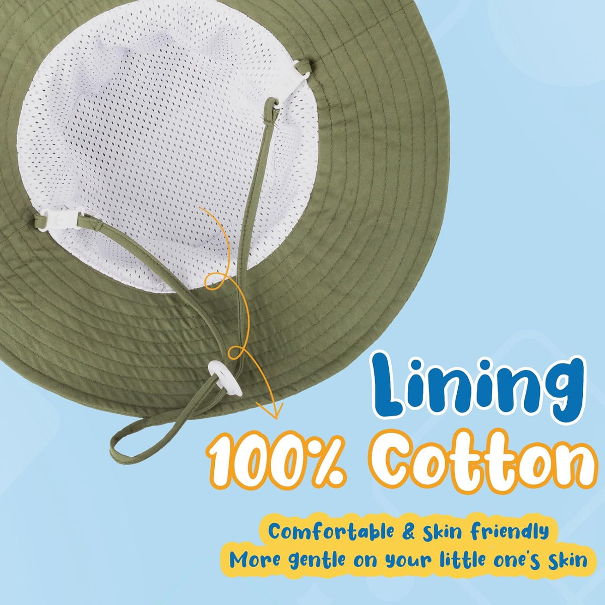 Baby Sun Hat Kids Summer UPF 50+ Toddler Bucket Hat Wide Brim Adjustable Beach Hats for Boys Girls