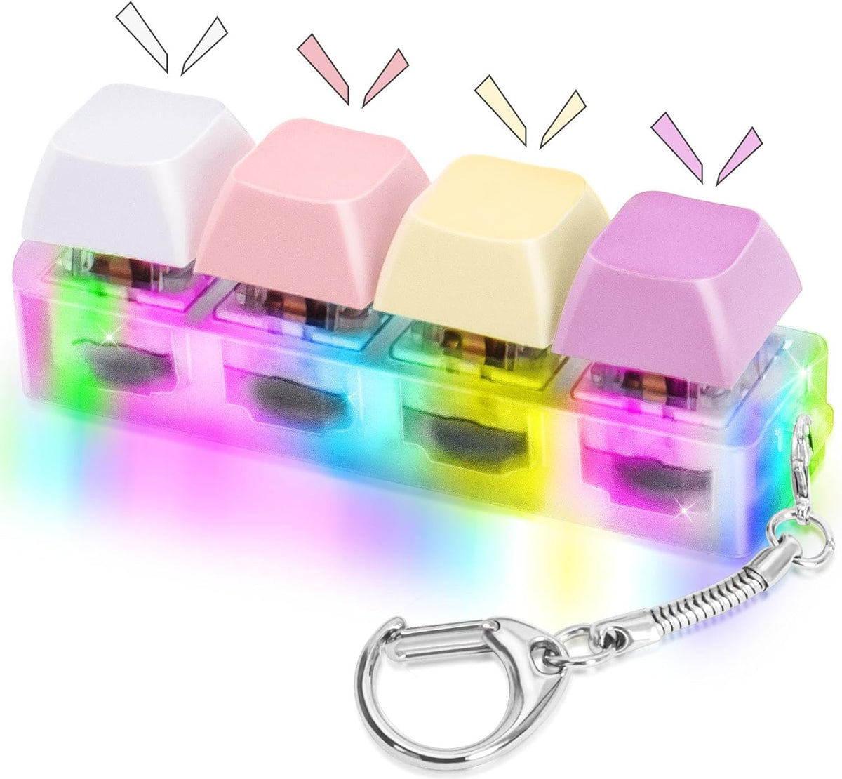 Keyboard Fidget Toys Adults Fidget Keyboard Clicker with LED Light Keychain Sensory Toys for