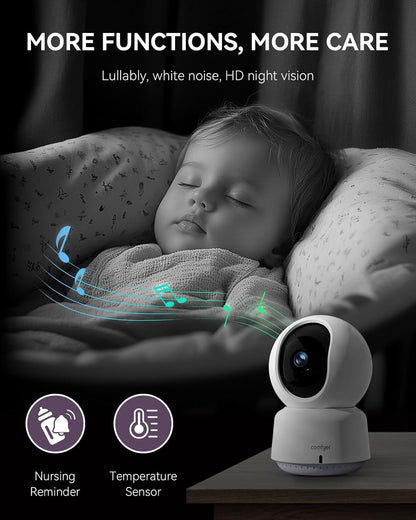 Smart WiFi Baby Monitor - 5" 1080P Split Screen & 2K Camera App Control, Motion Alerts, Sound