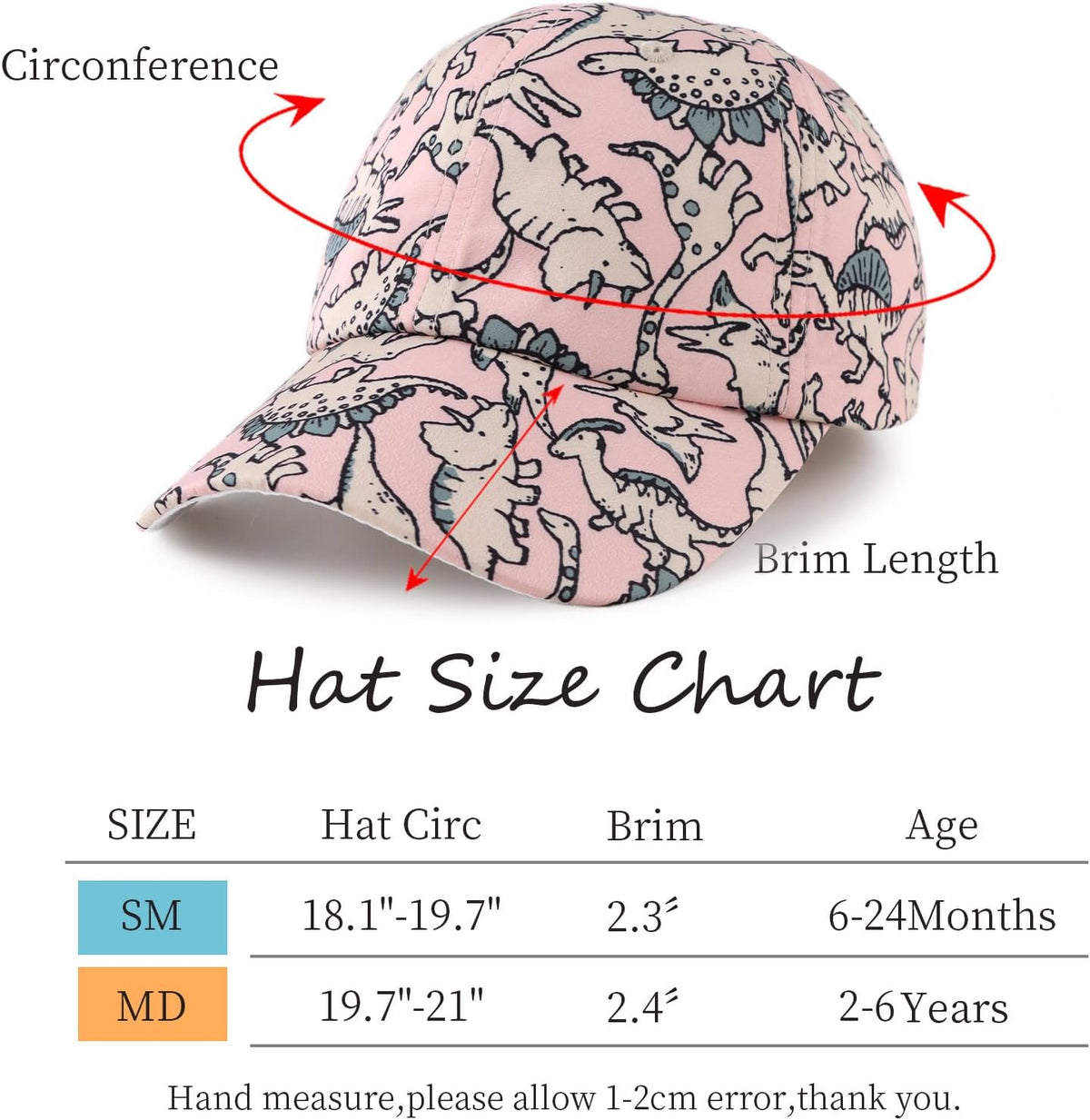 JANGANNSA Dinosaur Boys Girls Caps Embroidery Baby Baseball Caps Cotton Infant Toddler Kids Hat