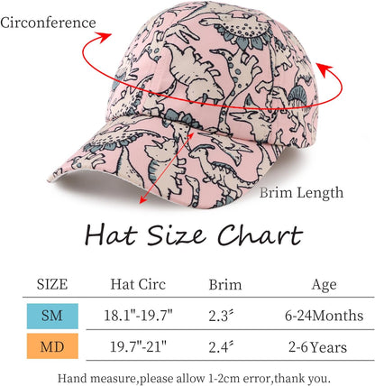 JANGANNSA Dinosaur Boys Girls Caps Embroidery Baby Baseball Caps Cotton Infant Toddler Kids Hat