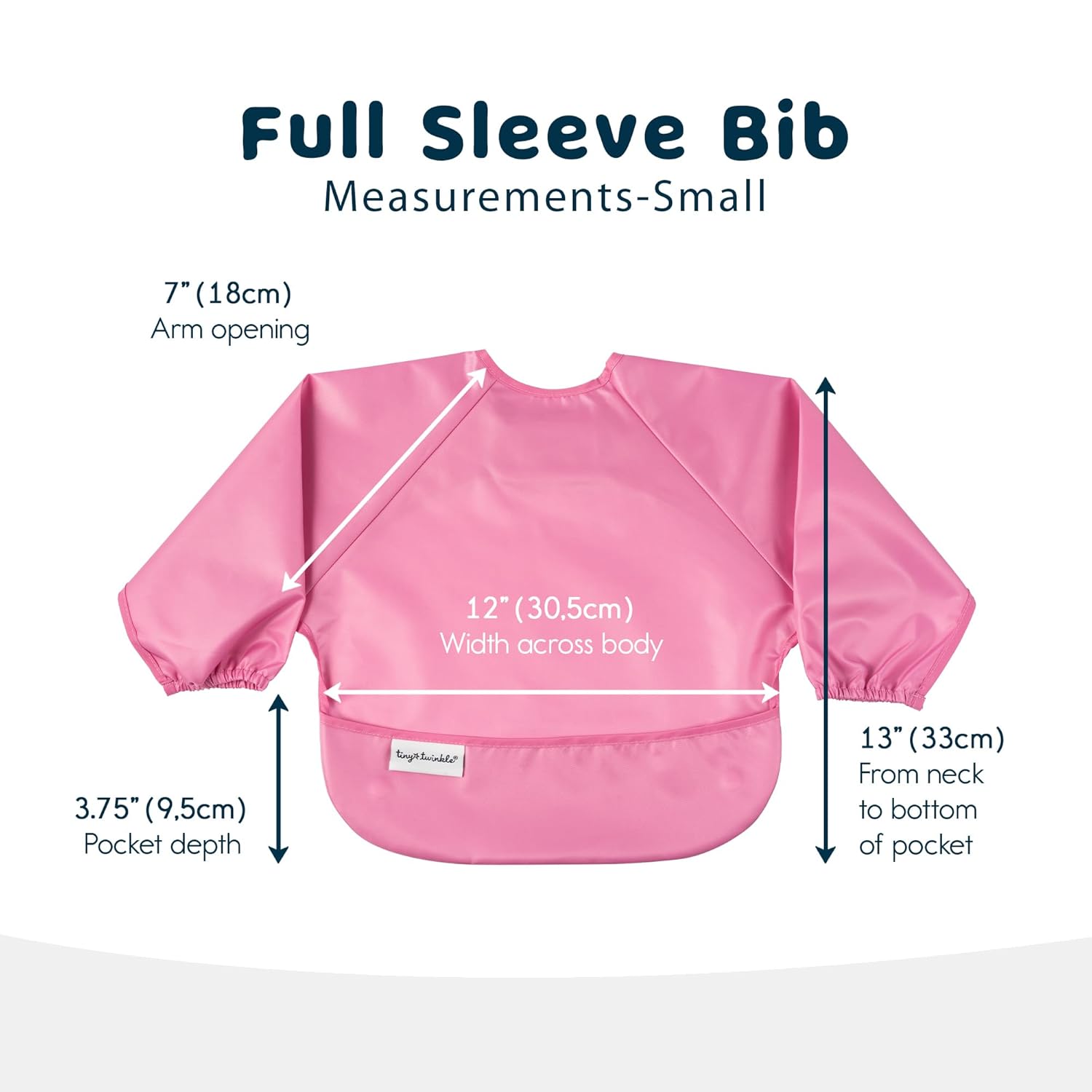Tiny Twinkle Mess Proof Baby Bibs, 2pk Waterproof Smock Baby Bibs for Eating, Machine Washable Long