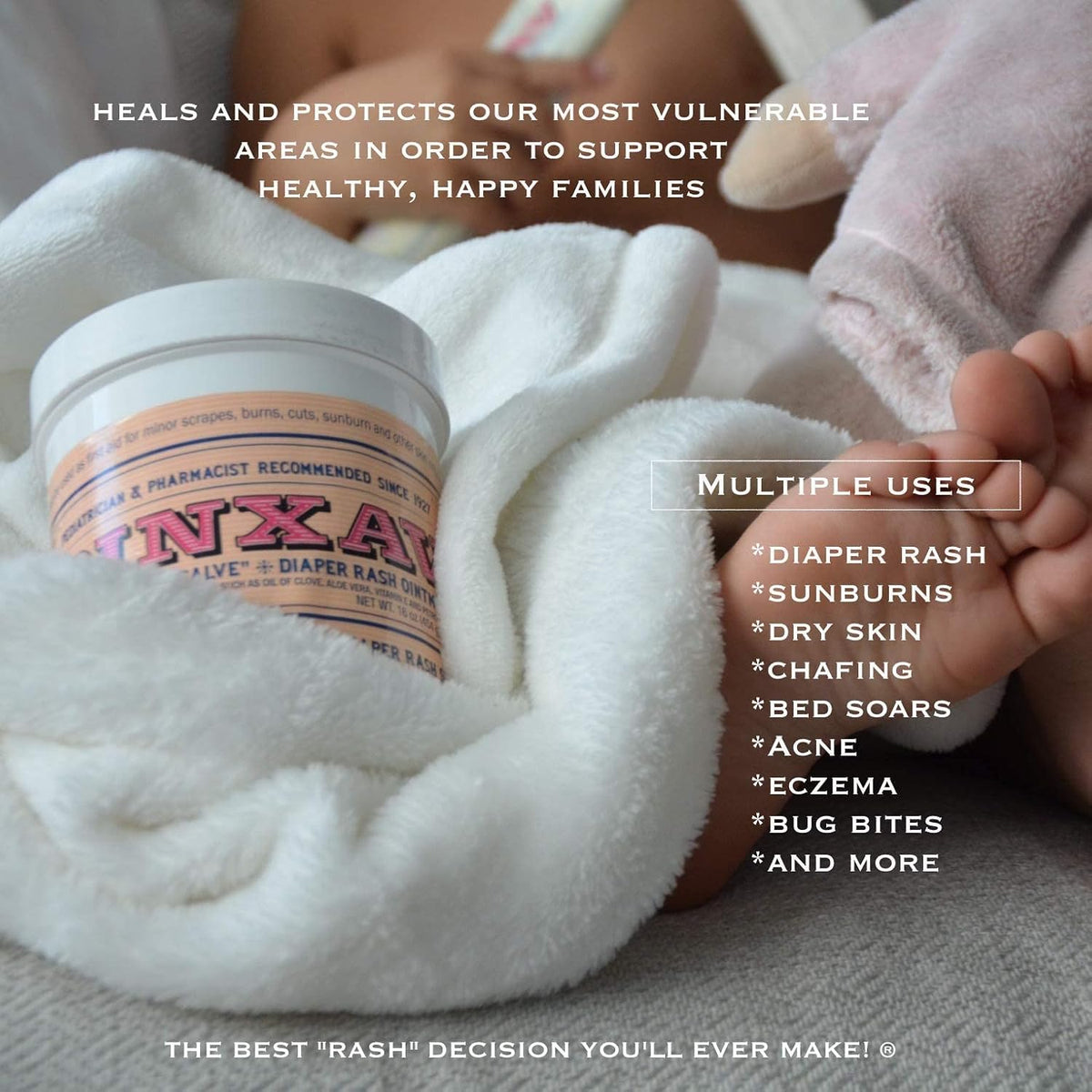 PINXAV Healing Cream, Fast Relief for Diaper Rash, Eczema, Chafing, Bed Sores, Acne, and Minor Cuts