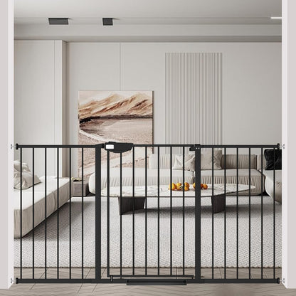 WAOWAO Triple Lock Baby Gate Extra Wide 57.87-62.59" Pressure Mounted Walk Through Swing Auto Close