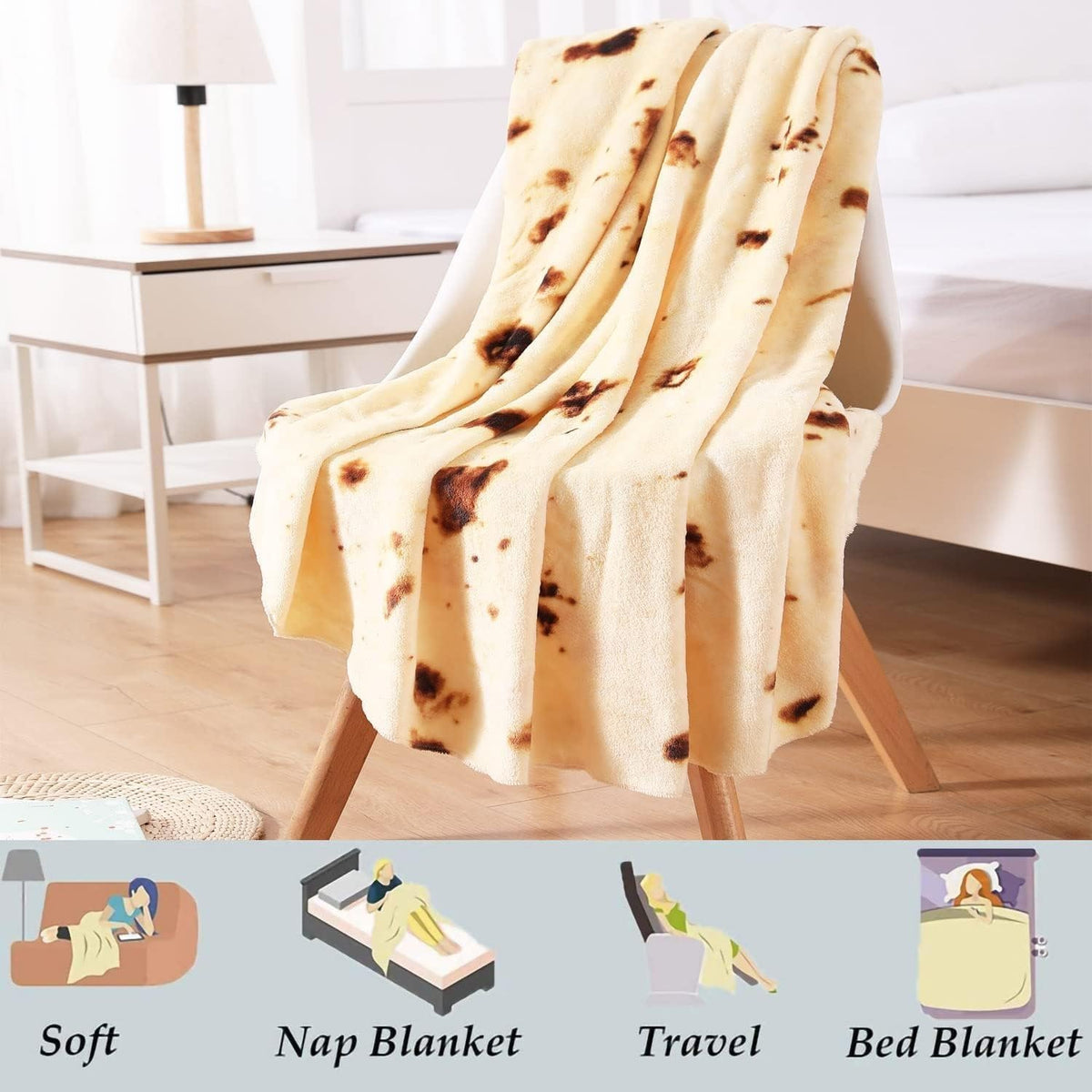 Burrito Tortilla Blanket White Elephant Gifts for Kids Stuff Useful Adults Teenagers Taco Throw