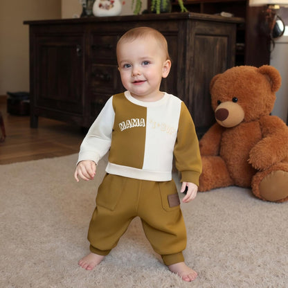 Kupretty Toddler Baby Boy Fall Winter Clothes Color Block Long Sleeve Sweatshirt Pullover Tops +