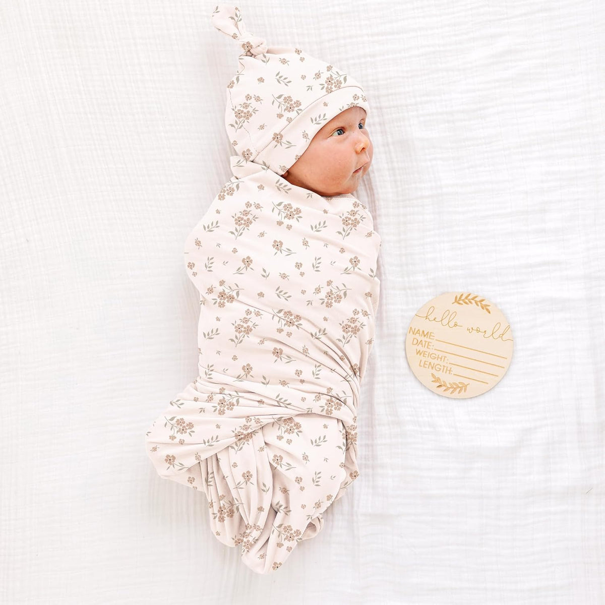 Konssy Baby Girl Newborn Receiving Blanket with Matching Headband and Beanie Set Baby Swaddle