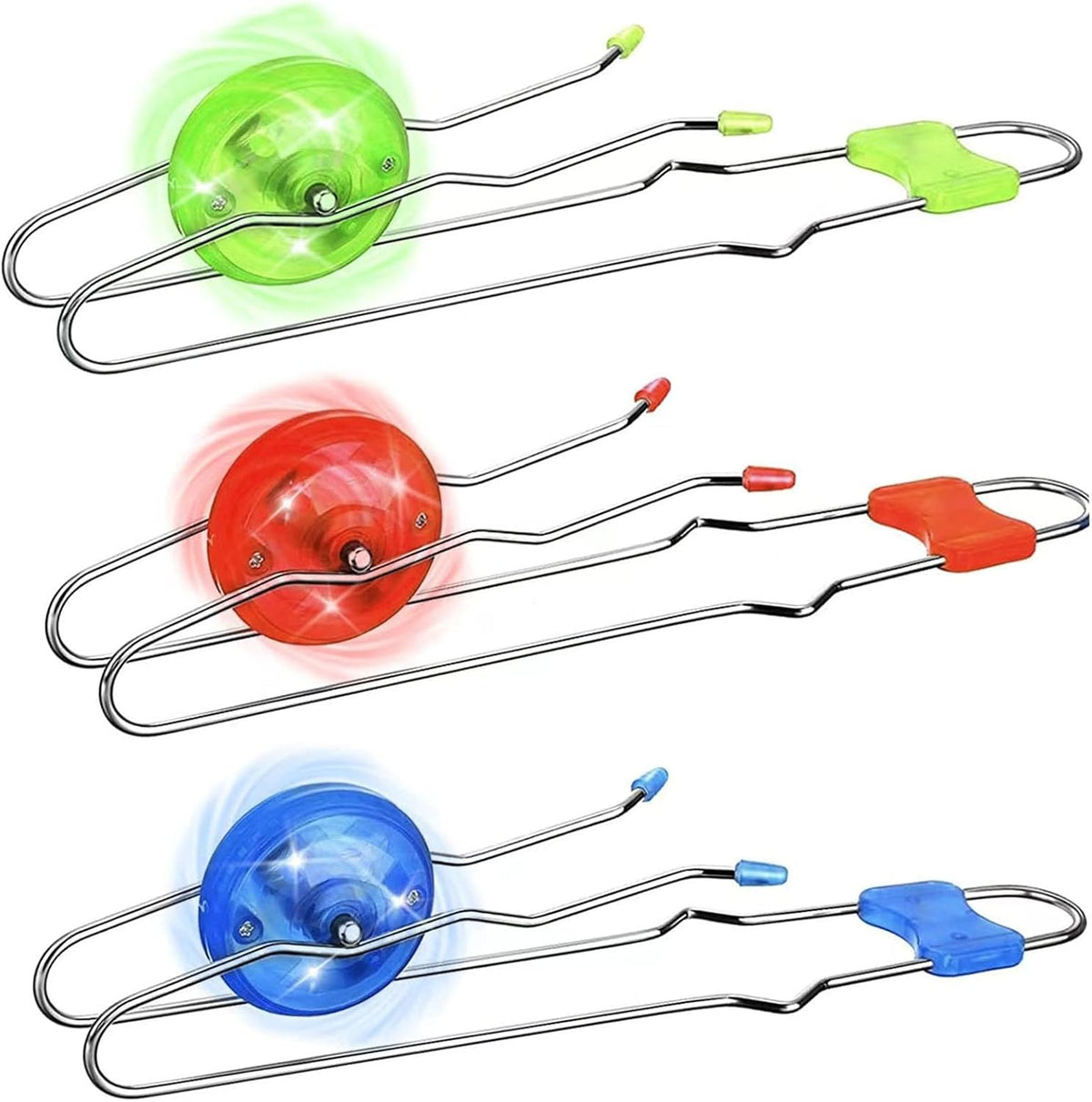 Retro Kids Light Up Gyro Wheel Set - includes 3 10-Inch Track Twisters, Spinning and Light Combo