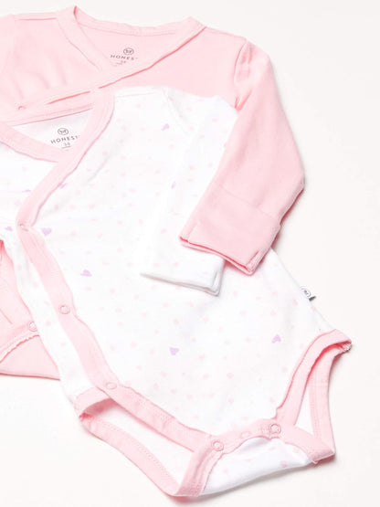 HonestBaby unisex-baby 3-pack Long Sleeve Side-snap Kimono Bodysuits Organic Cotton for Infant Baby