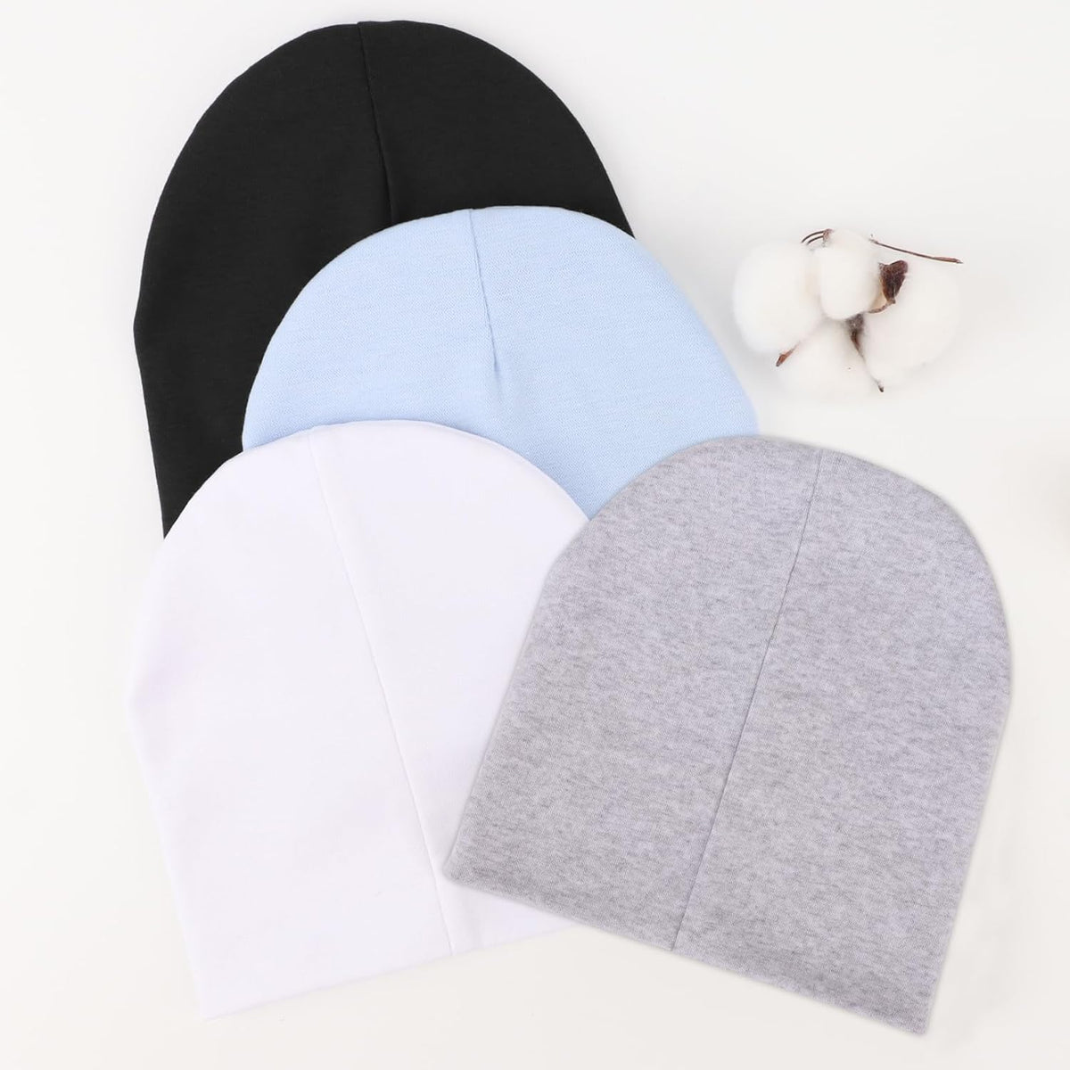 DRESHOW BQUBO 4 Pieces Baby Beanie Newborn Toddler Soft Cute Knit Hat Hospital Hats for Baby Boys