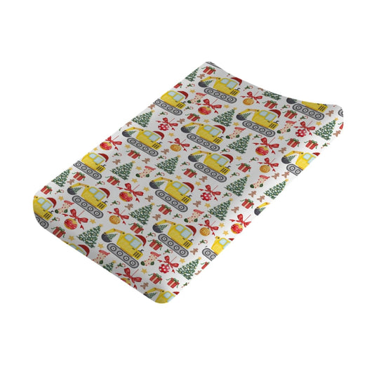 Christmas Truck Excavator Tractor Changing Pad Cover Construction Trucks Unisex Diaper Change Table