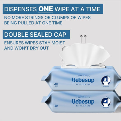 BEBESUP- Korea’s #1 Flushable Wipes- 100% Plant-Based Hypoallergenic Biodegradable 99% Water-Based