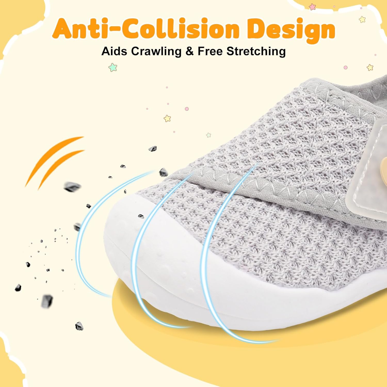 FEETCITY Baby First Walking Shoes Wide Baby Shoes Infant Sneakers Newborn Crib Shoe Barefoot