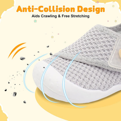 FEETCITY Baby First Walking Shoes Wide Baby Shoes Infant Sneakers Newborn Crib Shoe Barefoot