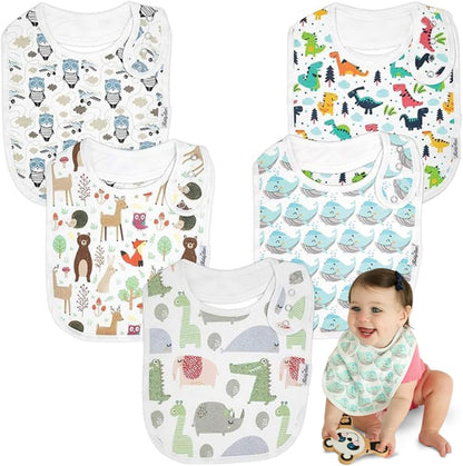 Organic Cotton Baby Bibs – Soft Teething & Drool Bib for Newborns & Toddlers – Hypoallergenic