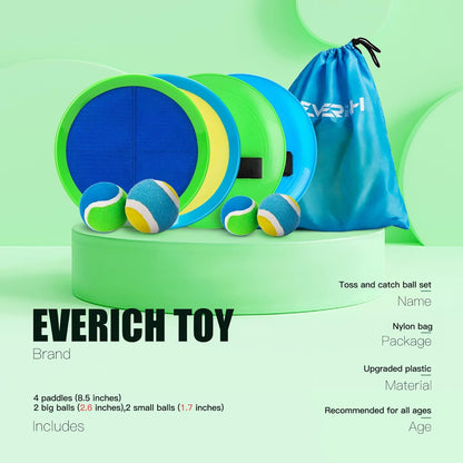EVERICH Upgraded Toss and Catch Ball Game Set - Indoor and Outdoor Games for Kids 3-12, Beach Sand