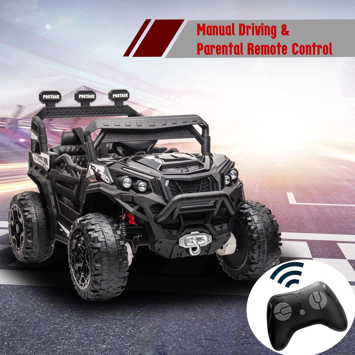 4x4 Kids Ride On Car with Remote Control, 24V Battery Powered Ride On Truck 4WD/2WD Switchable