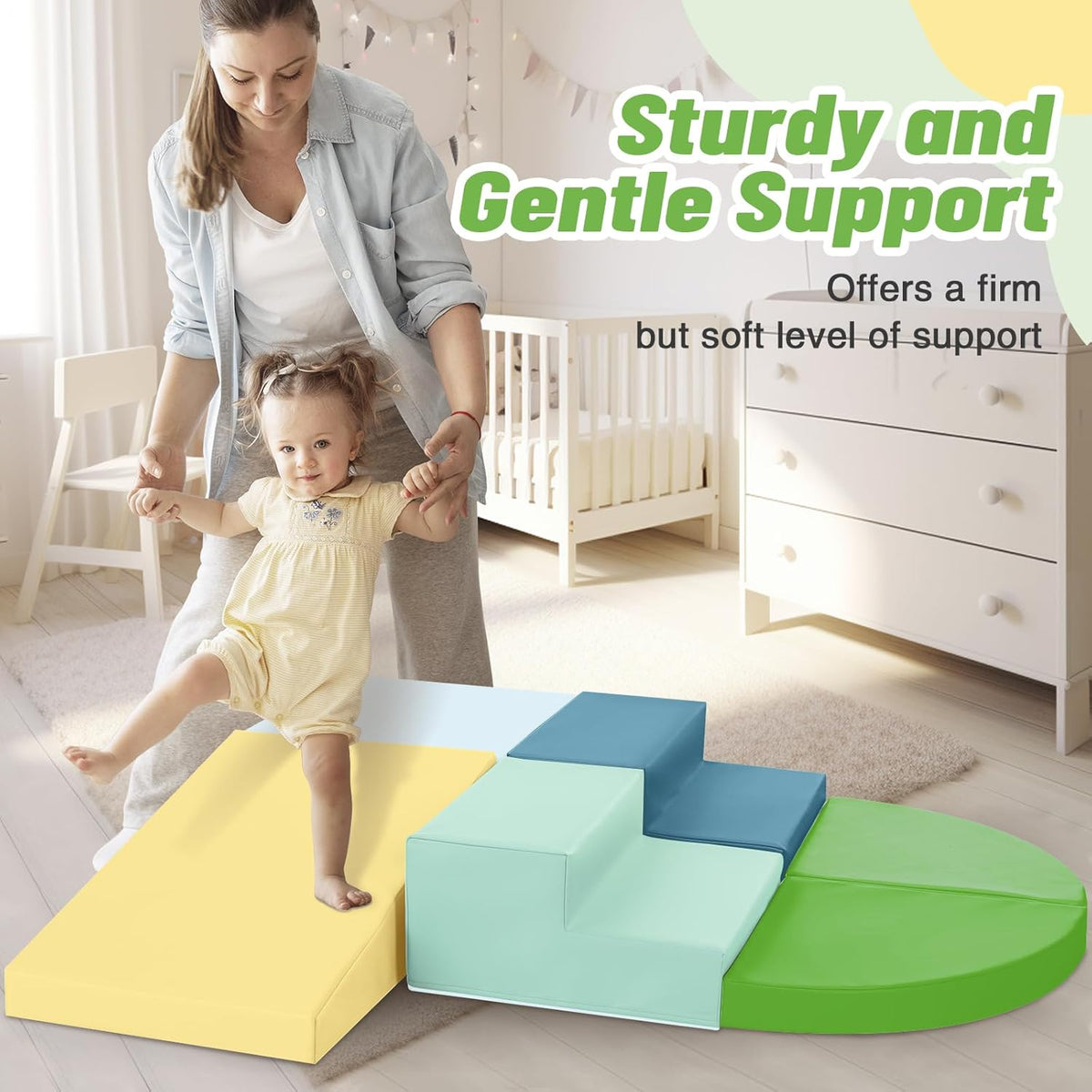 6-Piece Soft PU Leather Toddlers Climbing Toys, Baby Foam Climbing Blocks for Toddlers 3, Foam Play