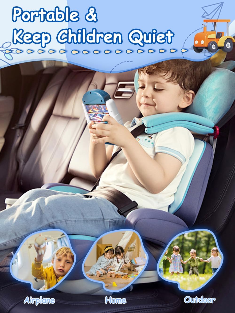 16-Piece Rotating Puzzles for Kids 4-6, Toddlers Puzzles 3-4, Road Trip, Airplane Activities Game