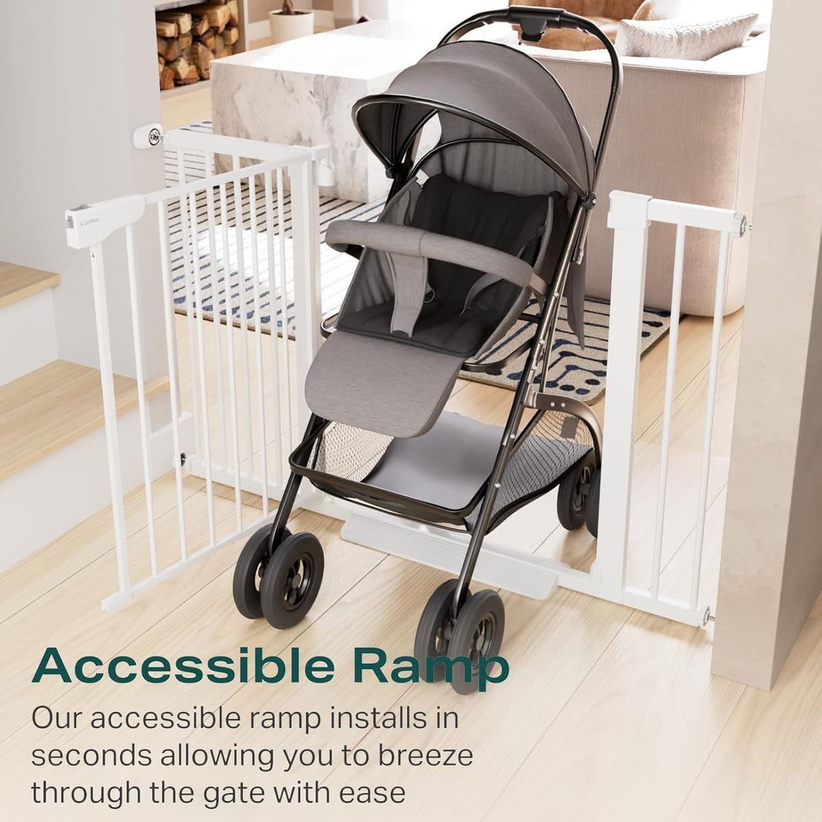 Cumbor 29.7-46" Baby Gate for Stairs, Toddler Safety Essentials for The House, Auto Close Dog Gate