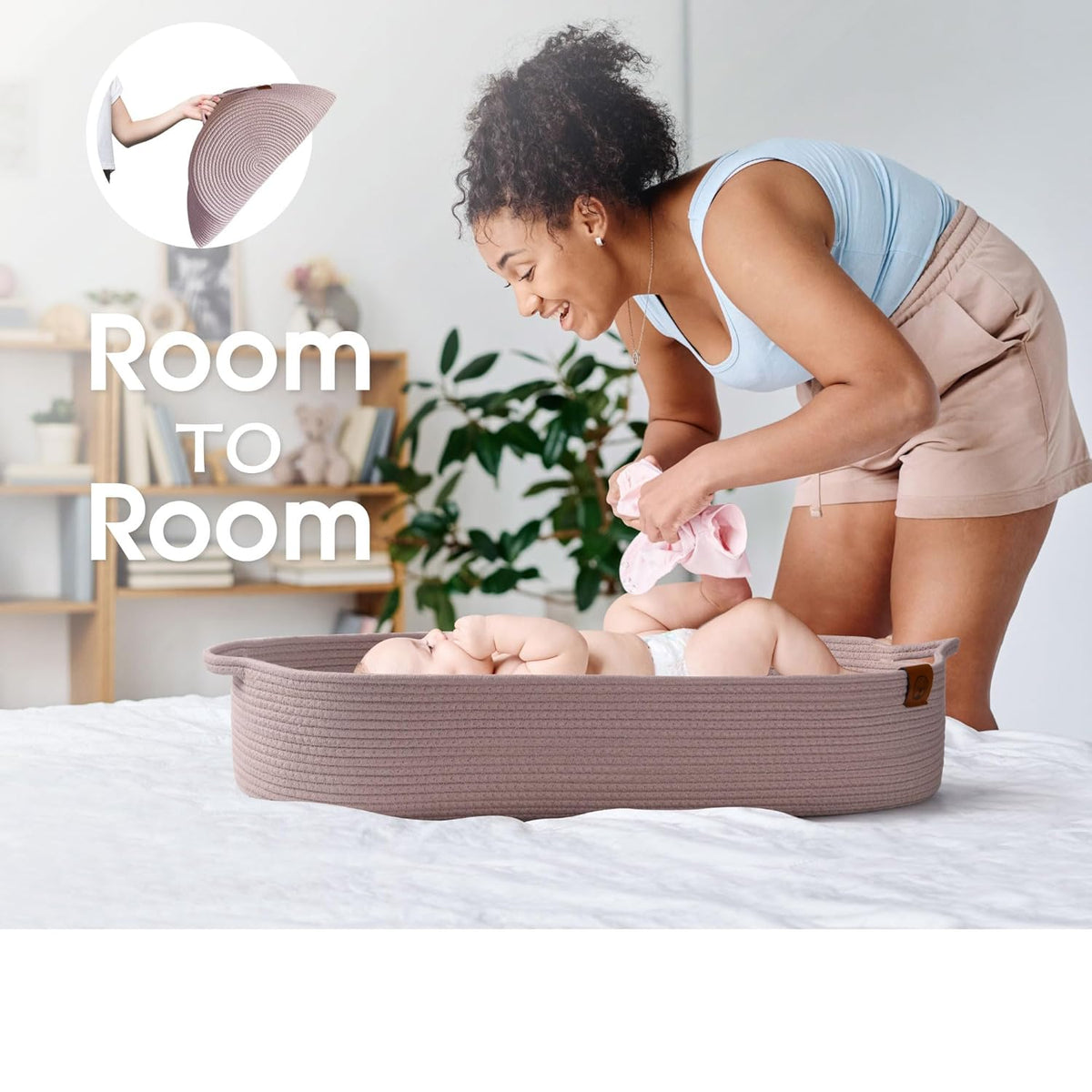 Baby Changing Basket Includes Diaper Caddy - Breathable & Waterproof Dual-Cover, Portable, Changing