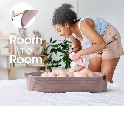Baby Changing Basket Includes Diaper Caddy - Breathable & Waterproof Dual-Cover, Portable, Changing