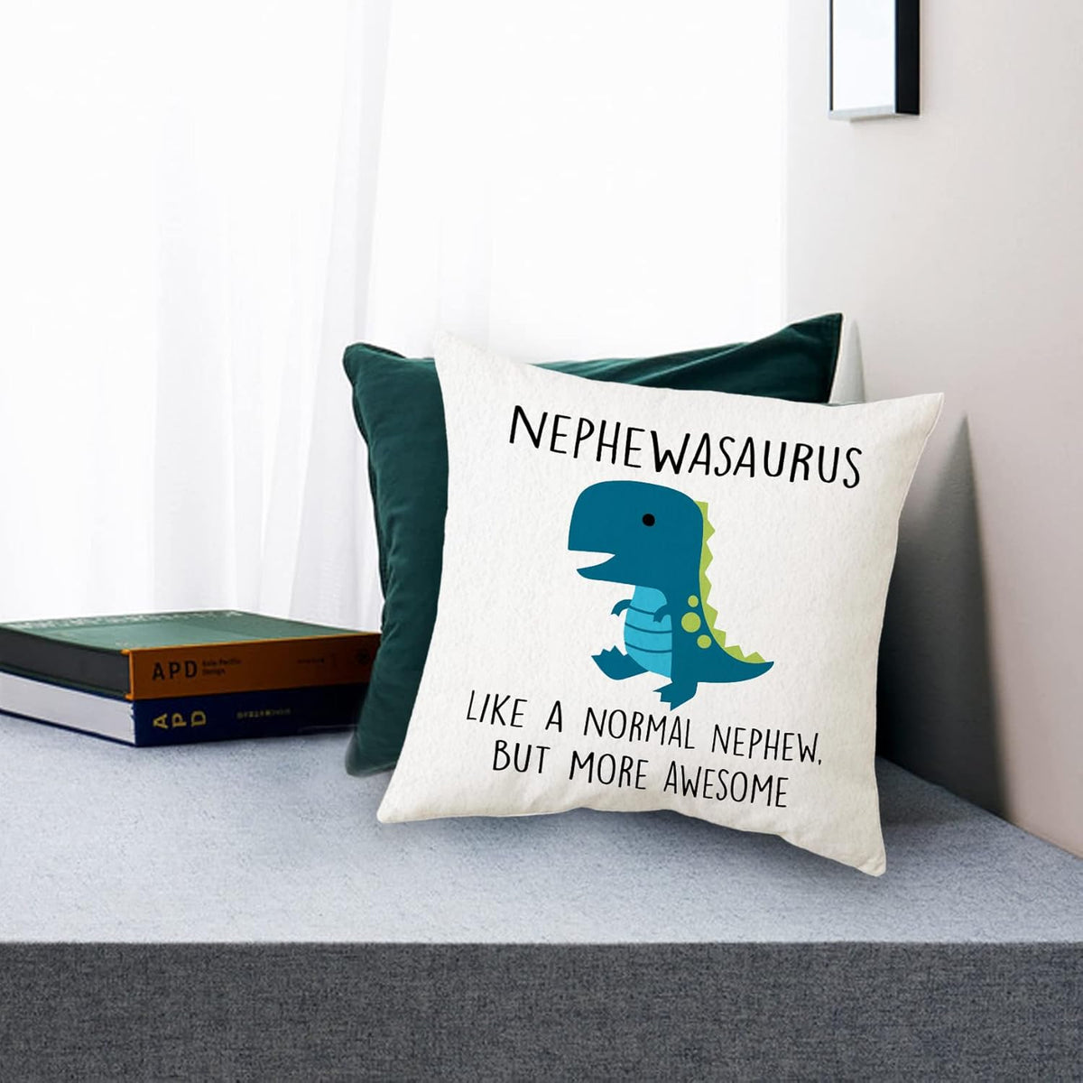 Sidhua Farmhouse Dinosaur Theme Pillowcase Decorations for Home, Nephewsaurus Like A Normal Nephew