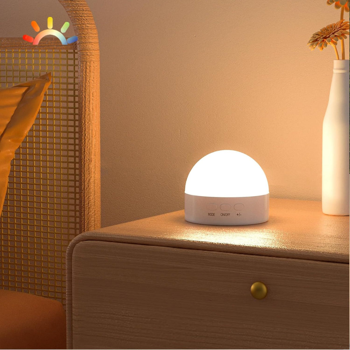 Kintion Portable Night Light, Dimmable 8 Color Lighting, 1800mAh Battery Rechargeable, Small LED