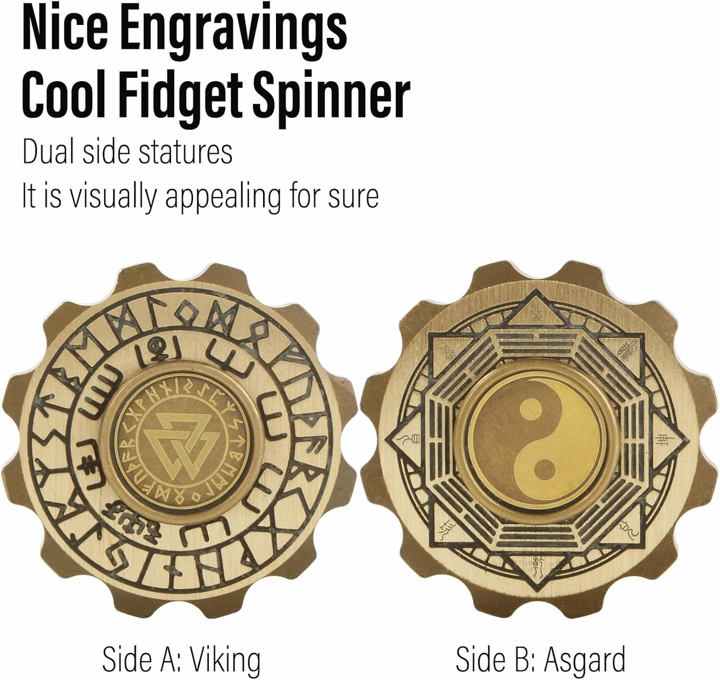 Freelove Viking Pirate & Gossip Design Fidgets Spinners, Copper Metal Spinner Fidget Toy Prime for