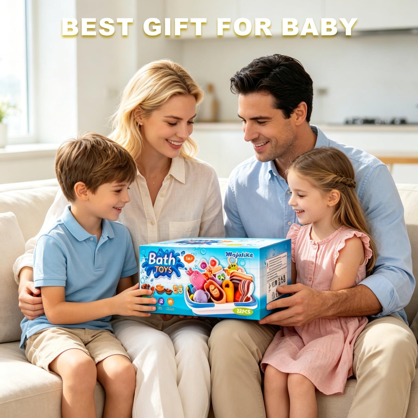 Baby Bath Toys, Pool Toys, Suitable for Children and Toddlers, 6-in-1 Set Including Floating Boat