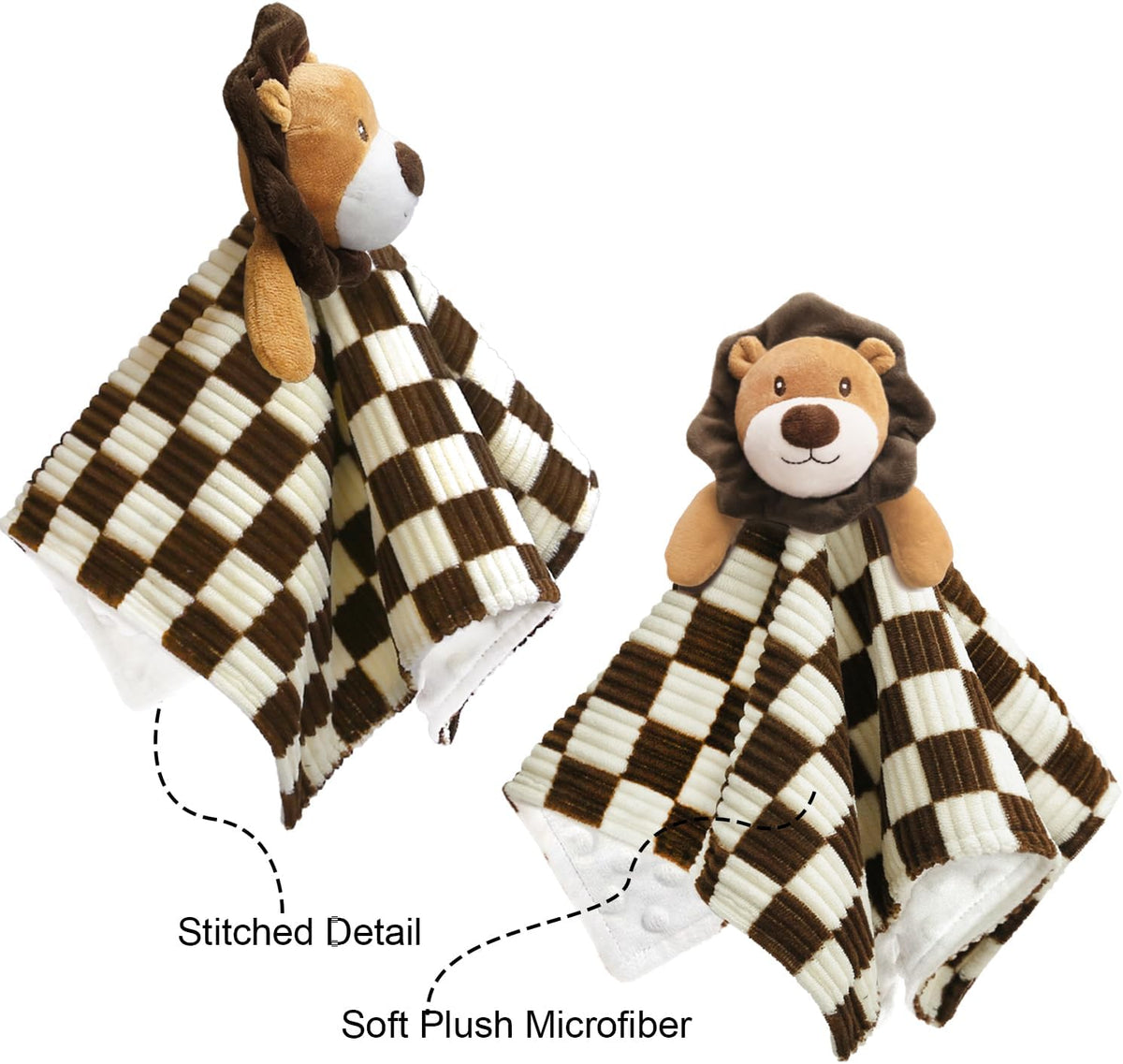 Baby Lovey Blanket for Boys Girls Super Soft Checkerboard Gingham with Minky Dot Fabric Backing