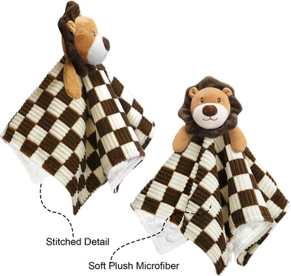 Baby Lovey Blanket for Boys Girls Super Soft Checkerboard Gingham with Minky Dot Fabric Backing