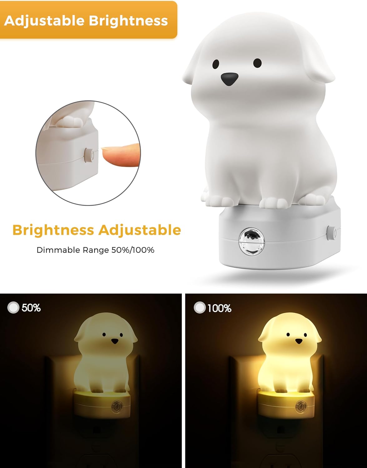L LOHAS LED Plug in Night Light for Kids, 3D Cute Puppy Night Lights with Dusk to Dawn Sensor