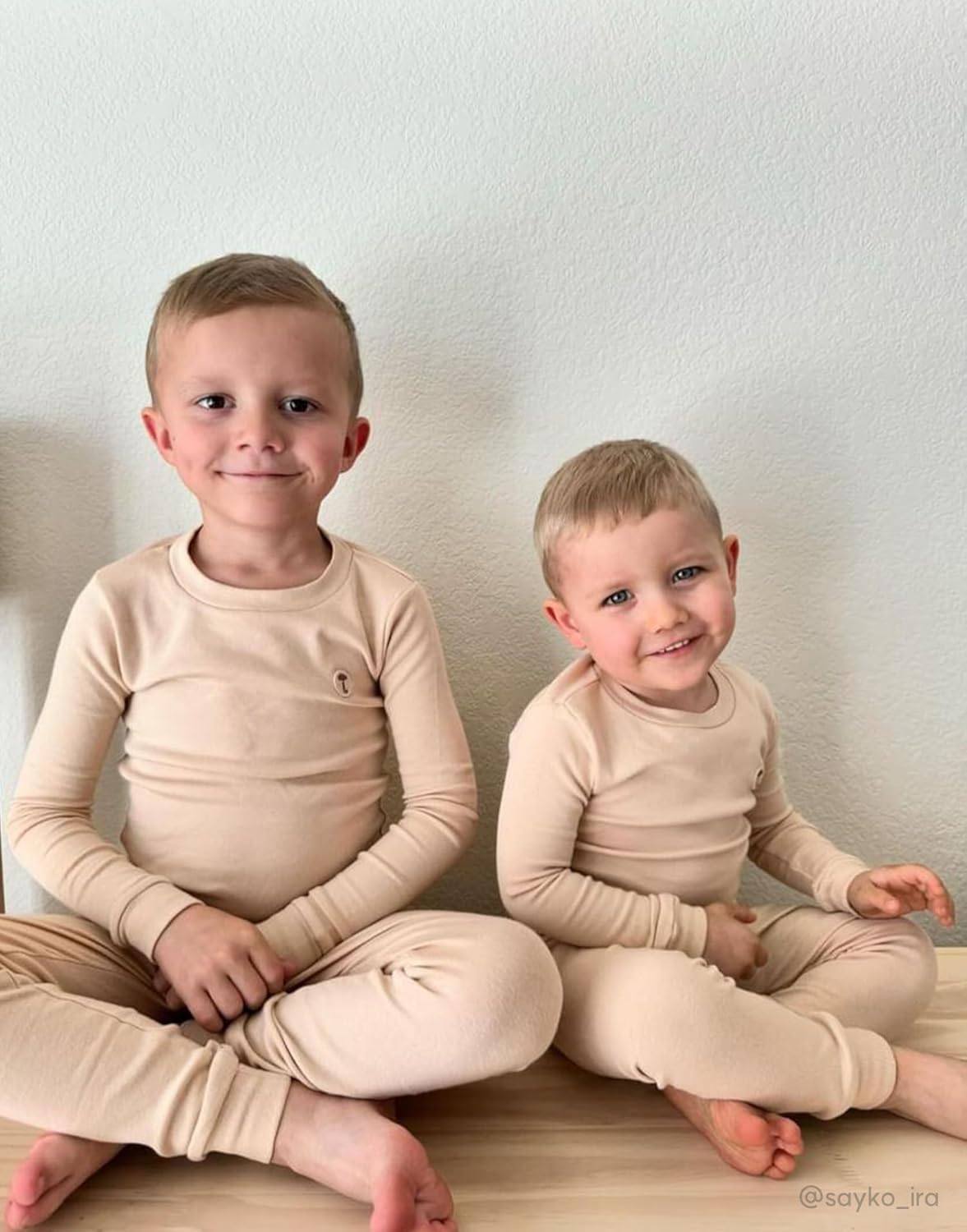 moimoln 6M-8Y Modal Cotton Solid Soft Breathable Baby Toddler Boys Girls Snug fit Pjs Long Sleeve