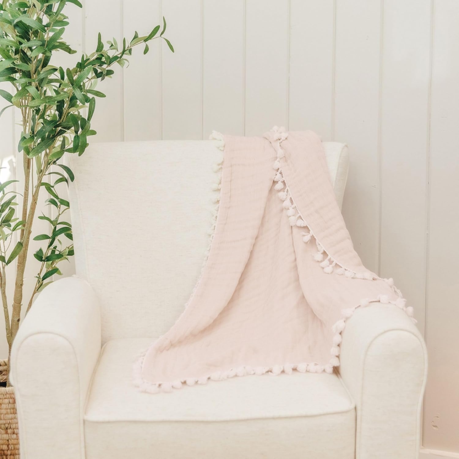 Crane Baby Muslin Swaddle Blanket, Soft Cotton Lightweight Nursery and Stroller Blanket for Baby