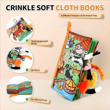 Jollybaby Baby Cloth Books, Touch & Feel Crinkle Soft Books, for Infants Babies, Toddler Early