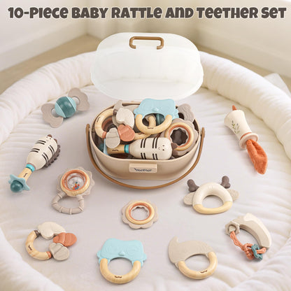 Baby Rattles & Teethers Set – Baby Toys 0-6 Months, Teething Toys 3-6 Months, Sensory Toys with
