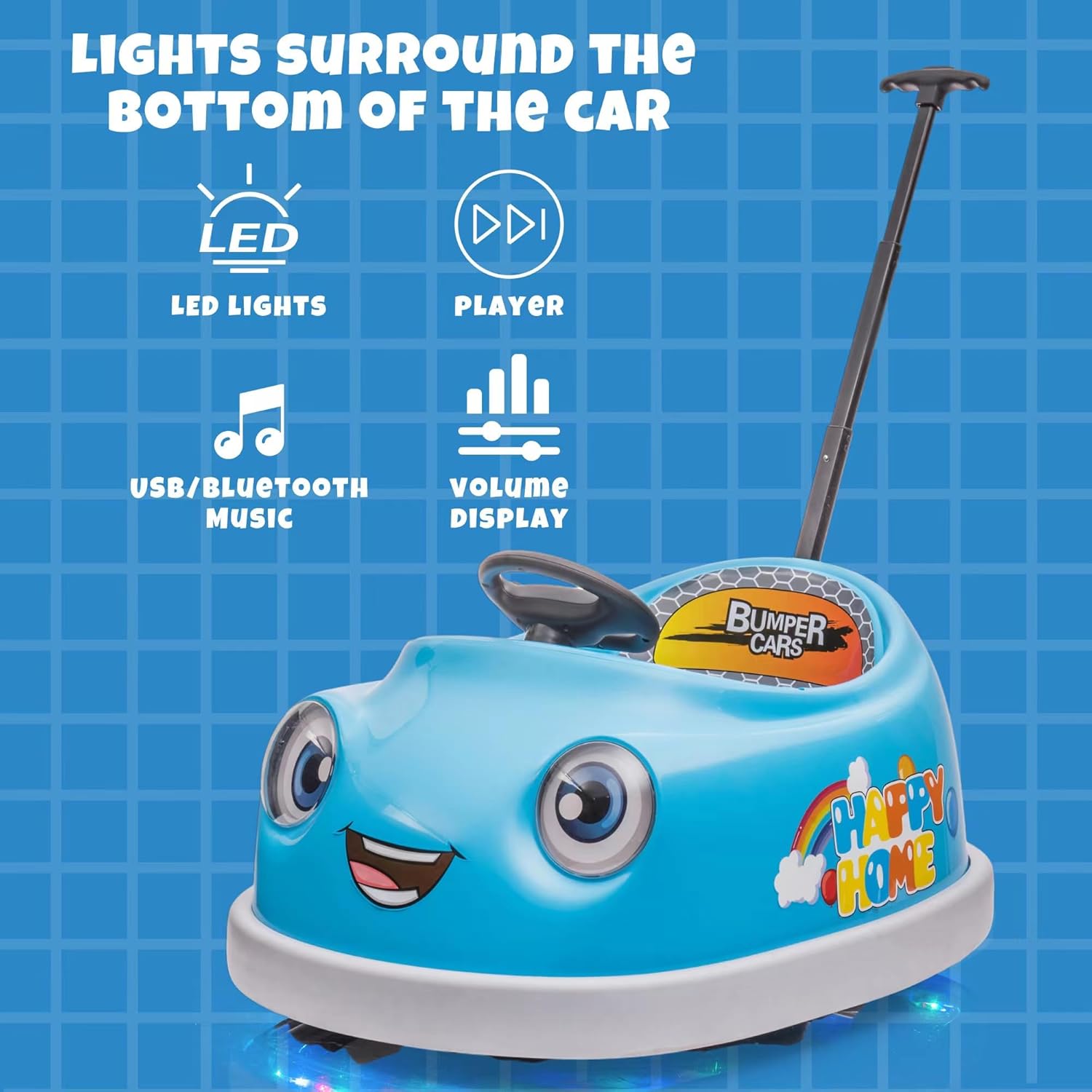 12V Dual Battery Electric Ride on Kids Bumper Car w/Remote Control,360 Degree Spin,Push Rod Rocker
