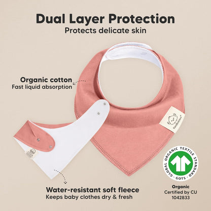 10-Pack Organic Baby Bandana Bibs for Girls - Super Absorbent Triangle Baby Bibs for Drooling and