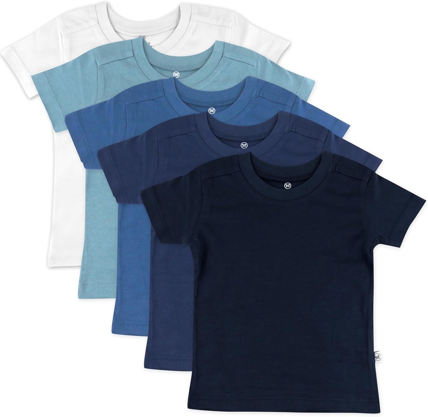 HonestBaby 5-Pack Short Sleeve T-Shirts 100% Organic Cotton Baby, Toddler, Little Kid, Boy, Girl
