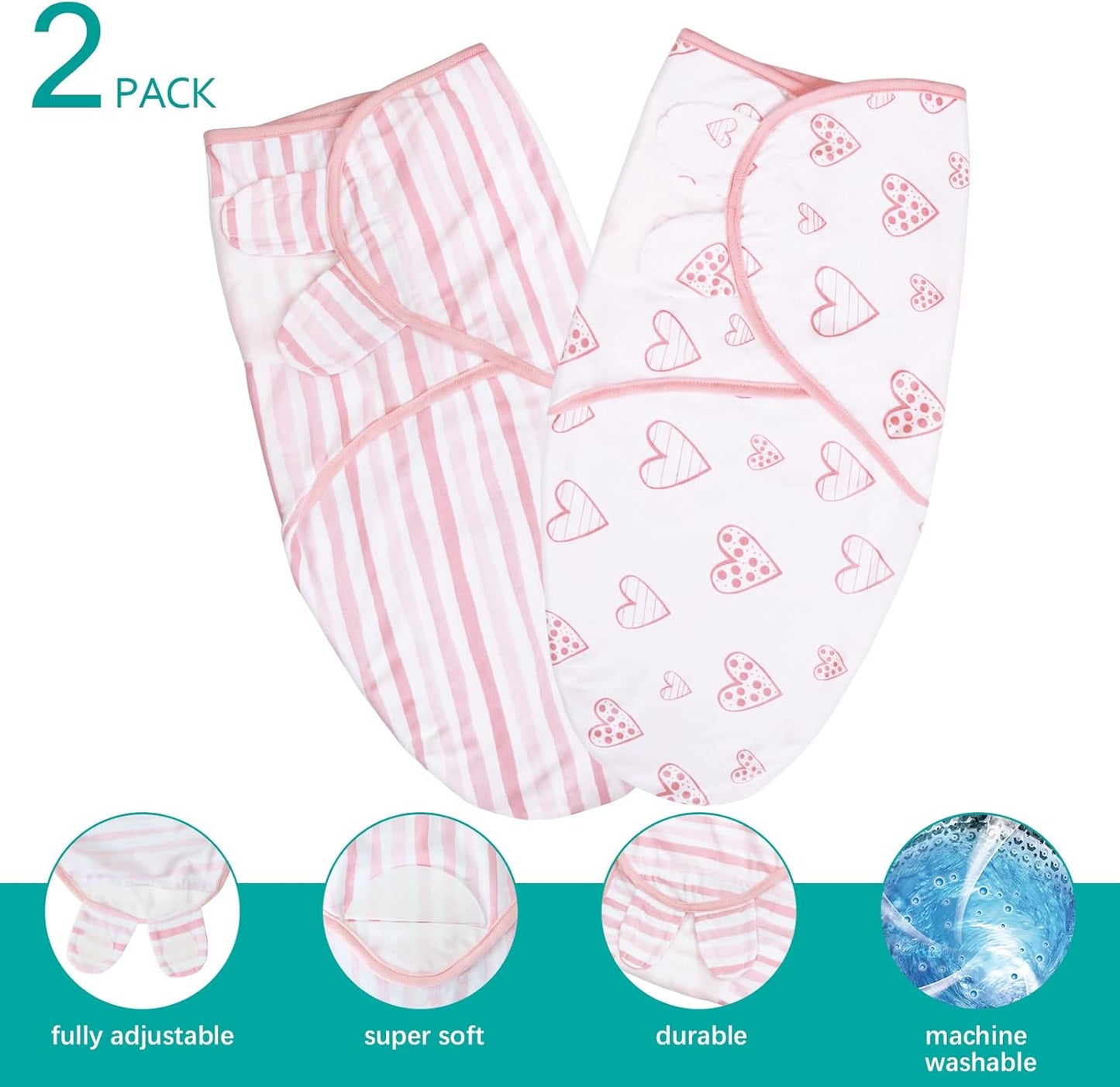 Biloban Baby Swaddles 0-3 Months for Girls - Cotton Swaddle Blanket, Newborn Essentials, Lovely
