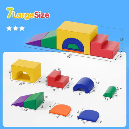 Soft Foam Climbing Blocks Set – Large 5-in-1 Soft Play Toys Crawling & Sliding Climbing Arch for