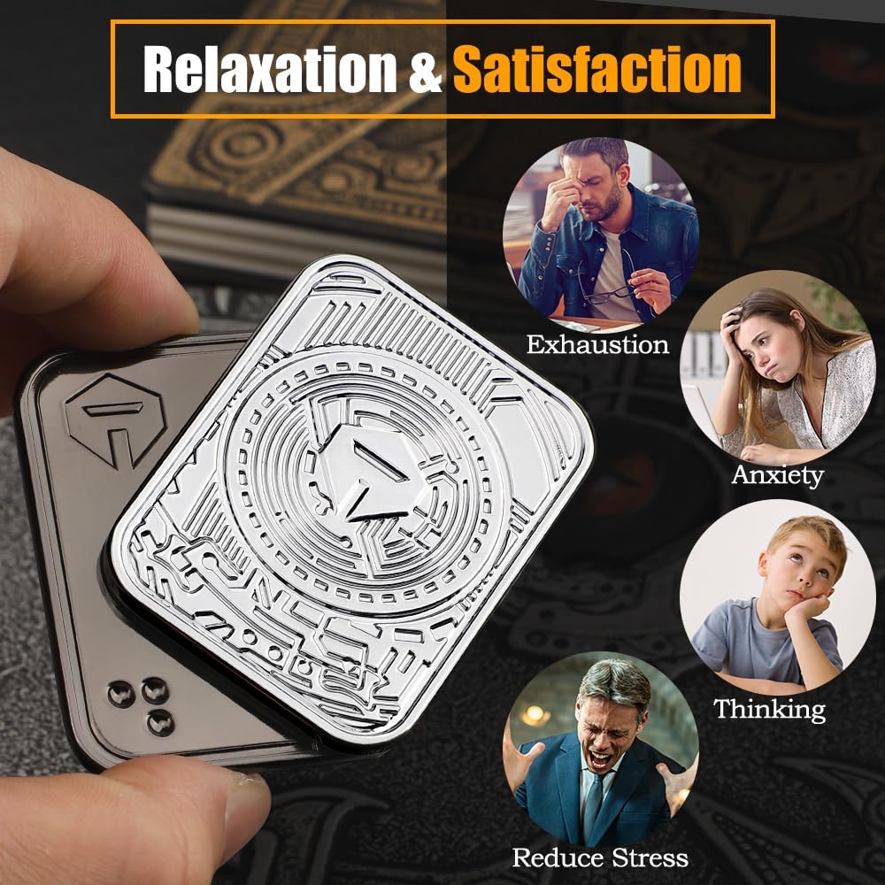 Metal Poker Fidget Slider Toy for Kids Adults, Magnetic Haptic Coin Fidget Pad Push Card, EDC Desk