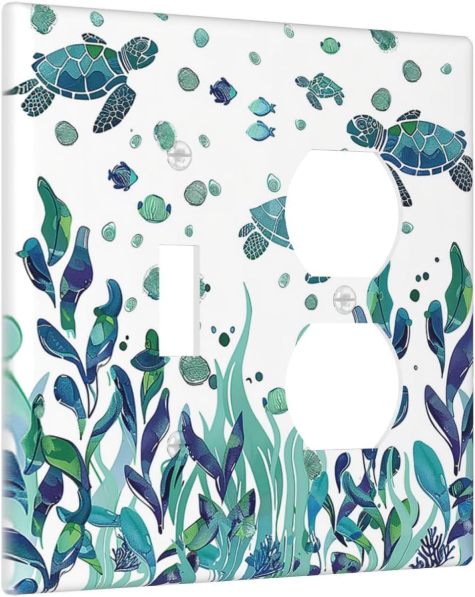 Wallplates Vibrant Turtle Seagrass Watercolor Painting 1 Toggle 1 Duplex Switch Plate Electrical