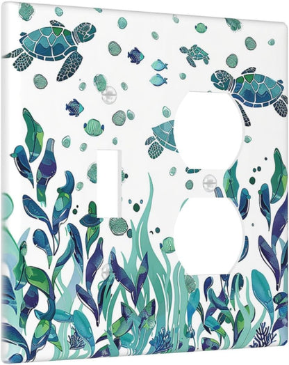 Wallplates Vibrant Turtle Seagrass Watercolor Painting 1 Toggle 1 Duplex Switch Plate Electrical