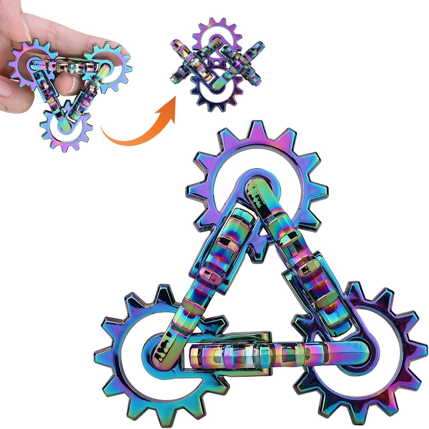 Infinity Gear Fidget Toy, Solid Metal Never Ending Flippy Novelty Kinetic Desk Toy, Relieve Stress