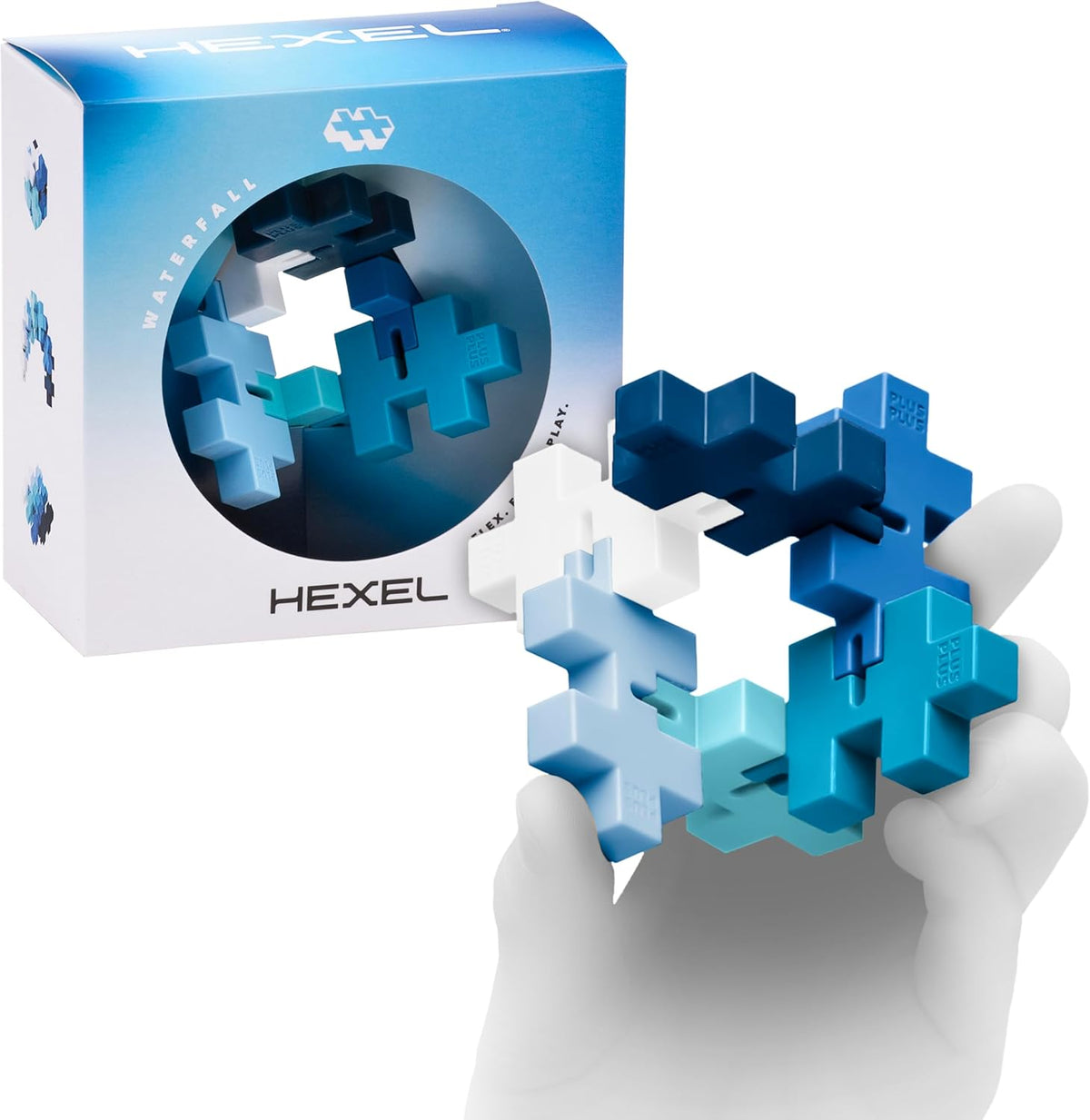 PLUS PLUS - HEXEL Waterfall - Fidget Sensory Puzzle Toy - Travel Friendly, Quiet Stress and Anxiety