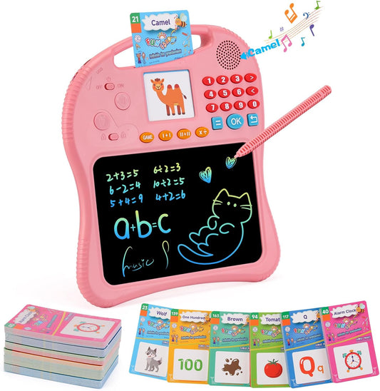 Kids Educational Learning Toys with Math Games,Talking Flash Cards and Writing Drawing Tablet